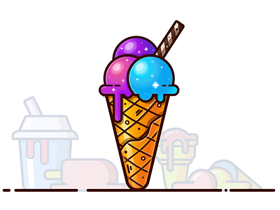 Ice cream gradient ice cream icon illustration magic sweets tasty vector
