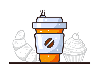 Coffee coffe cup cupcake drawing icon illustration illustrator sweets tasty vector