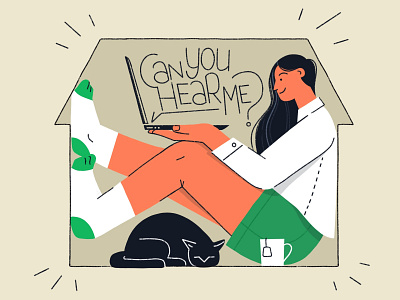 Home Office 🏡 cat charachter design girl home homeoffice illustration ipad procreate