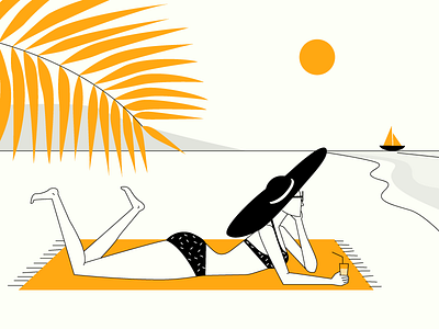 Beach, please! 🏖️🏖️ beach illustration ocean palm summer sun vacation vector