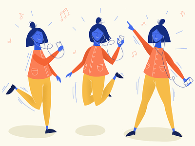 When music is too good 🎵 dance flat girl illustraiton ipadpro music procreate app vector