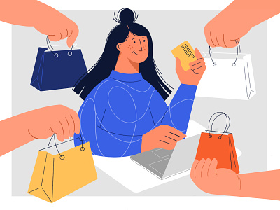 Online shopping 🛍️ charachter girl hands illustration ipad online procreate shopping shopping bag unused