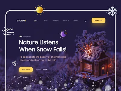 Snow fall night view - Web design app clouds dailyui design free illustration minimal minimal art modern night mode snow snowfall snowflake ui ux vector weather web webdesign website