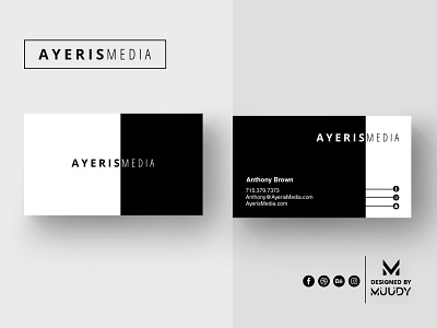 Ayeris Media | Clean and Minimal Design by MUUDY branding business card business card mockup design flat illustration logo vector