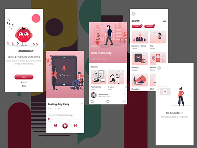 Music App UI Kit andriod appdesign branding design illustration ios mobile mockups music typography uidesign uiux vector