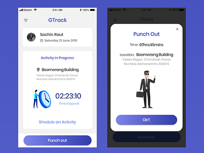 Gtrack Behance android app app design attendance attendance app ui ui design uiux ux uxdesign