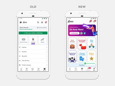 Anar App new more menu look! 3d illustrations anar android app banner banner dukaan figma gradient home homepage khatabook mobile mobile ui redesign sme ui