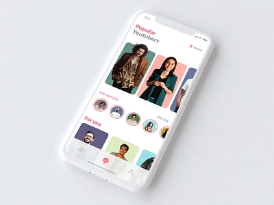 Popular Youtubers - Concept iOS App app colors concept app design designoftheday figma figmadesign gif minimal minimal app minimal art minimaldesign pastel pastel colors sketch ui uidesign youtube youtuber