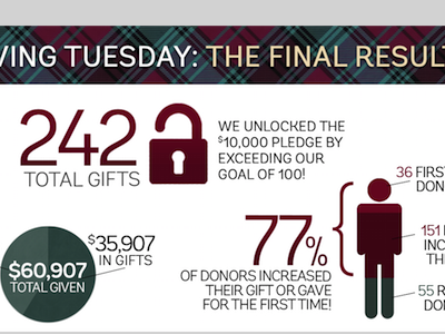 Giving Tuesday ResultsInfographics charts data infographics information pie charts