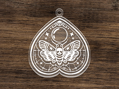 Death's-Head Hawkmoth Planchette acrylic charm butterfly clear death moth occult ouija ouija board planchette skull transparent wings
