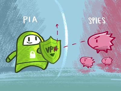 PIA vs. Spies cute ghs global hackathon seoul illustration pia private internet access virus vpn