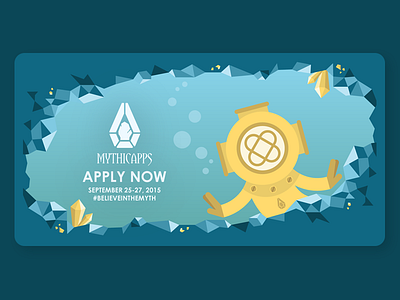 MythicApps Diver Apply Banner banner diver flat hackathons mythicapps ocean sea underwater