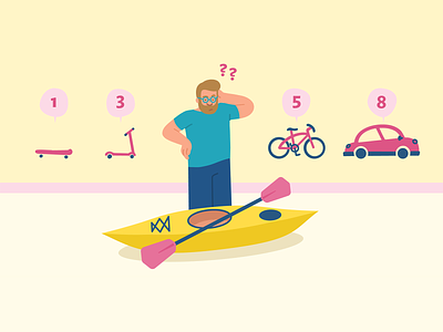 Story Points Don't Work bicycle car confused estimation flat illustration kayak neopolitan pastel startup story points