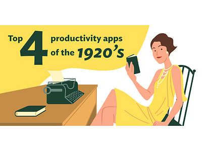 1920's Productivity Apps 1920s flapper flat illustration great gatsby illustration typewriter
