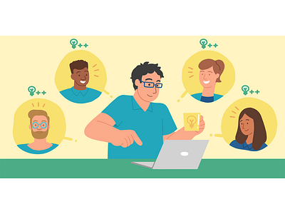 One Click flat illustration illustration productivity startup
