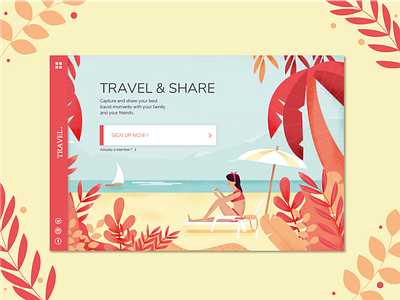 Summer vibrations beach colors illustrations summer ui vectoriel web webdesign