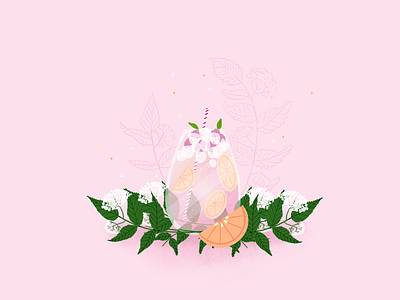 Elderflower cocktail alcohol art challenge digital art elderflower fleur de sureau flower flowers fruit illustration digital inktober lemon orange procreate summer