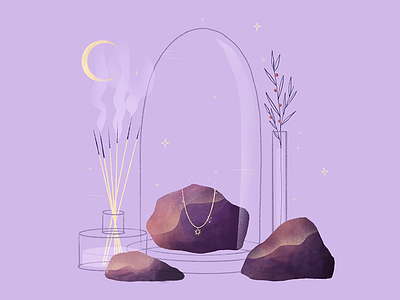 Necklace & rocks astronomy bijoux digitalart girly illustration illustrator incense jewels love moon mystic mystical precious procreate purple rocks