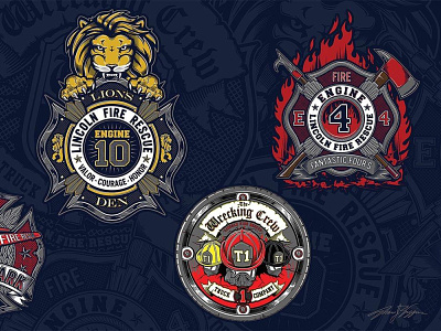 LFR Firehouse Crests 2 brand branding creative crests graphic design hand drawn illustration illustrator lettering logo retro typography vintage