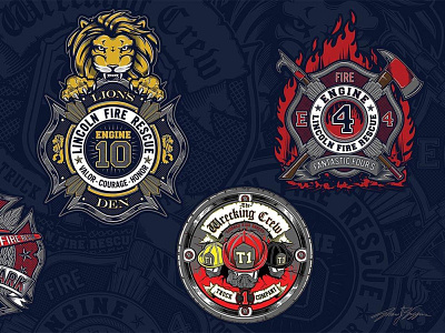 LFR Firehouse Crests 2 brand branding creative crests graphic design hand drawn illustration illustrator lettering logo retro typography vintage