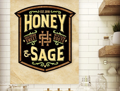 Honey & Sage Identity brand branding design graphic design hand drawn hand lettering home illustration logo retro southern typography vintage
