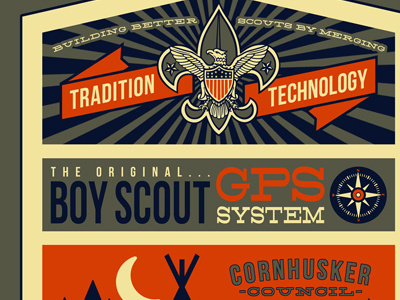 BSA Retail Design america boy scouts compass crest illustration retro texture tradition vintage