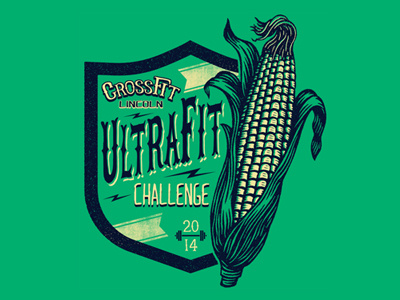 Crossfit Ultrafit Challenge Crest apparel hand drawn illustration merchandise retro texture type typography vintage