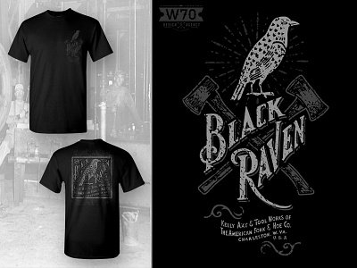 Black Raven - Kelly Axe & Tool Shirt apparel hand drawn hand lettered illustration kelly axe photography retro shirt texture typography vintage w70