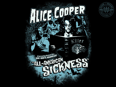 Alice Cooper - All American Sickness alice cooper apparel hand drawn horror illustration merchandise music retro rock roll typography vintage