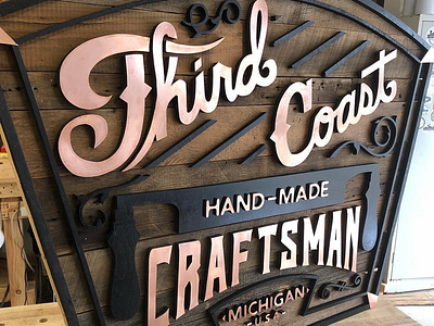 Third Coast Craftsman sign art brand custom design handmade identity illustration lettering logo retro typography vintage woodworking