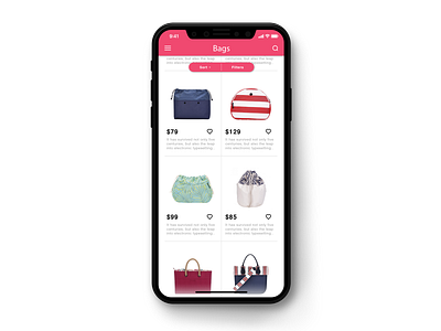 Webshop design app application bag bags color colored design designprofessionals interface interfacedesign pink product products shop ui userinterface webdesign webshop