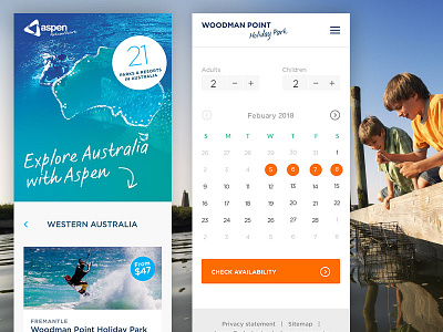 Aspen Parks booking form holidays interface responsive ui ux