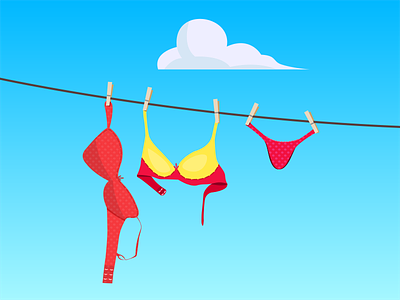 Undergarments flat vector graphics bikini bra clothes drying garments outdoor panty sexy sky string undergarments vector