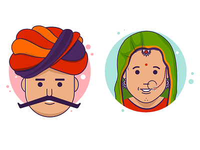 Rajasthani Couple Characters character couple dress flat india rajasthan sticker street tradition