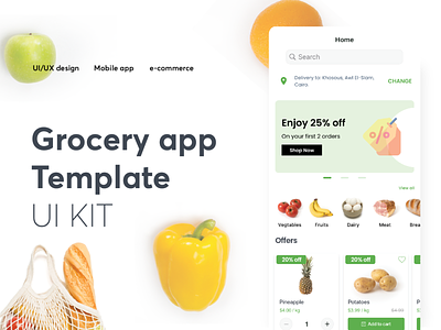 Grocery app Template - UI KIT & Design system design design system ecommerce grocery template trends ui ui template uikit ux