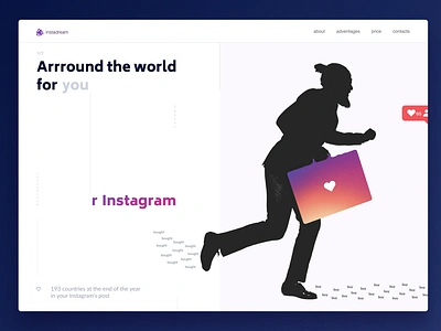 #1. Service for instagrammers around the world banner design humor instagram likes minimal stupid travel troll ui ux web website white