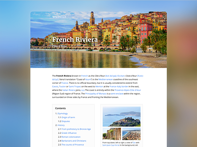 Wikipedia Redesign branding design french riviera monaco nature redesign travel ui web design wiki wikipedia wikipedia redesign