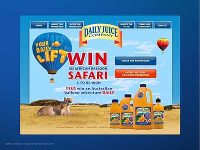 Daily juice landing page for a campaign (2009)
