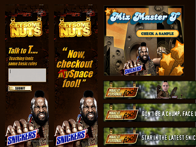 Banner ad campaign for Snickers Mr T 2008 agency concept design interaction landing page marketing campaign old school web design ui user interface web design