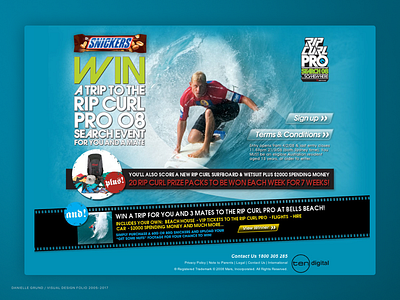 Snickers & Ripcurl Pro Campaign Landing page 2008