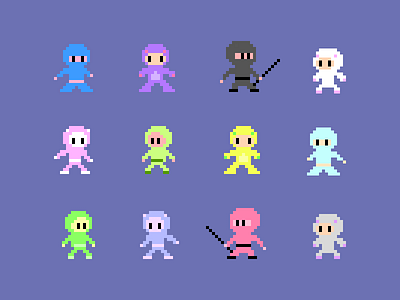 Pixlies 8 bit characters game pixel