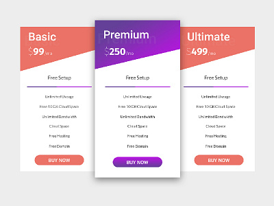 Pricing Table app hosting price subscription table ui ux website