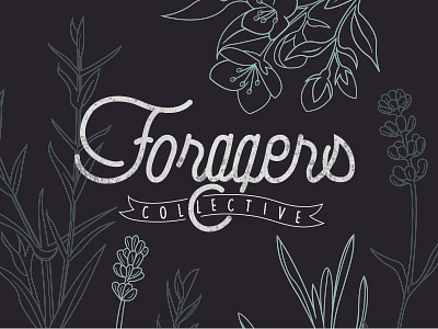 Foragers Collective branding floral hand lettering hand script illustration logo script