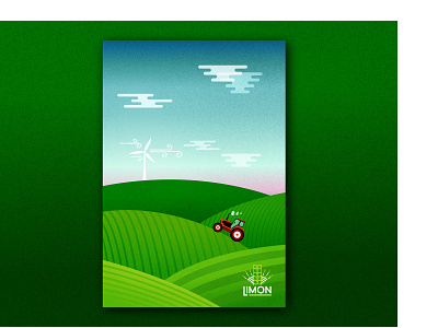 Limon Agriculture Poster agriculture branding bright clouds color colorado farming illustration limon lines poster poster set texture tractor wind turbine windmill