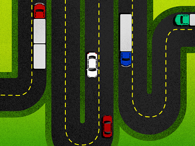 Highway Illustration cars closeup color colorado illustration illustrator limon lines poster road texture trucks
