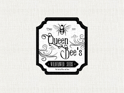 Queen Bee's badge bee fillagree flowers illustration logo seeds text texture victorian vintage