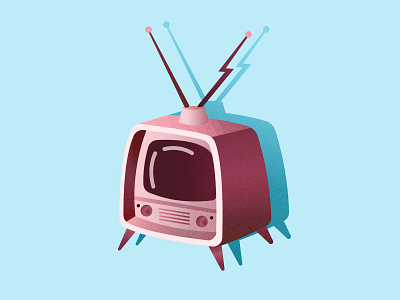 TV Illustration blue color illustration illustrator pastel pink poster texture tv vintage