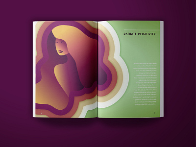 Positivity Project Editorial branding color editorial feminine illustration layout magazine positivity print radiate spread women