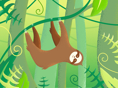 Embrace the Pace - Sloth Illustration color forest forest illustration gradient illustration illustrator leaves line rain forest sloth sloth sanctuary stippling texture vector vines