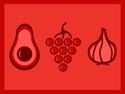 Not for Pets Illustration avocado color food food illustration garlic grapes icon set icons illustration illustrator line monochromatic red social media thick lines vector